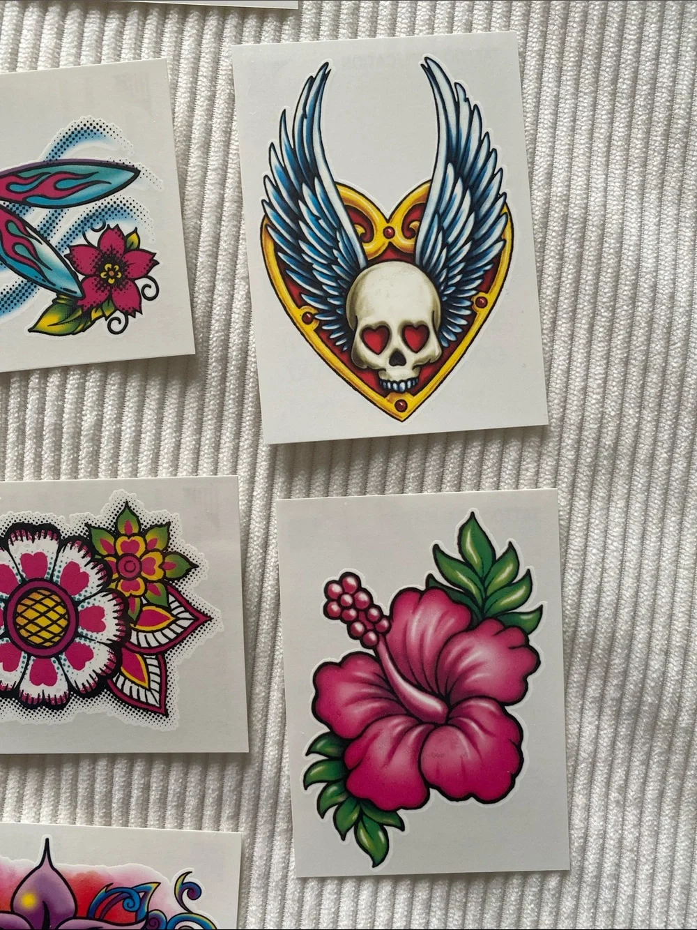 Y2K Temporary Tattoos Skull Wings Heart Tribal Butterfly Flowers Dragonfly